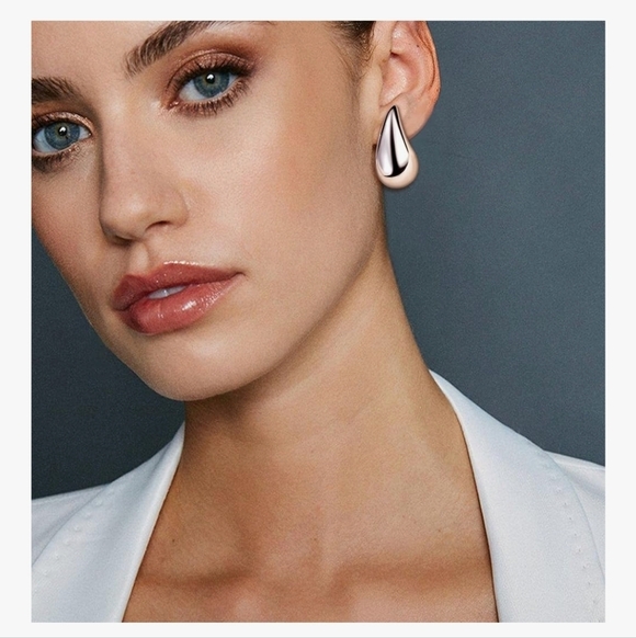 Chic Silver Teardrop Earrings - Picture 4 of 5